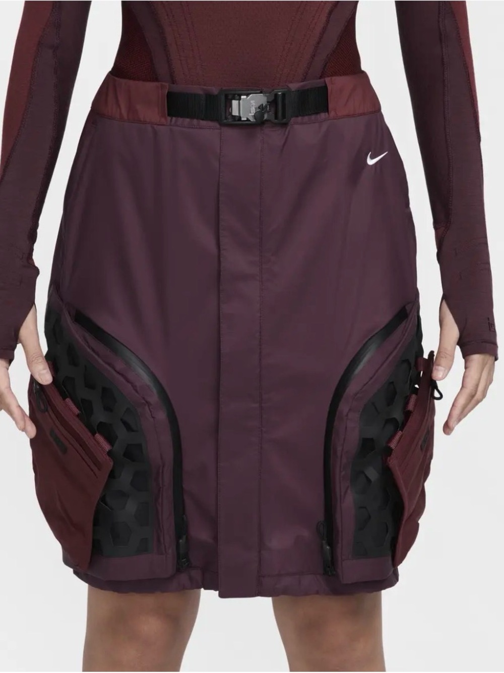 Nike Burgundy and Black Utility Sports Skirt